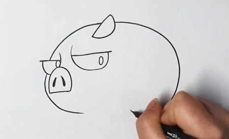 猪的简笔画步骤图解 一步一步教画小猪
