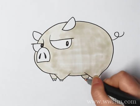 猪的简笔画步骤图解 一步一步教画小猪