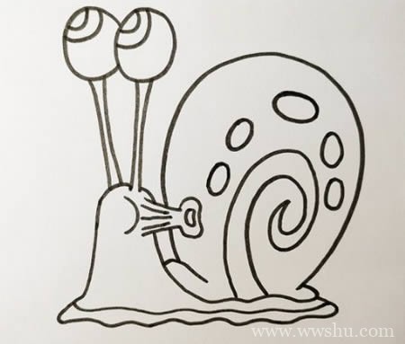 海绵宝宝小蜗简笔画步骤图解 小蜗水粉简笔画