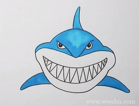 巨齿鲨简笔画如何画简单霸气