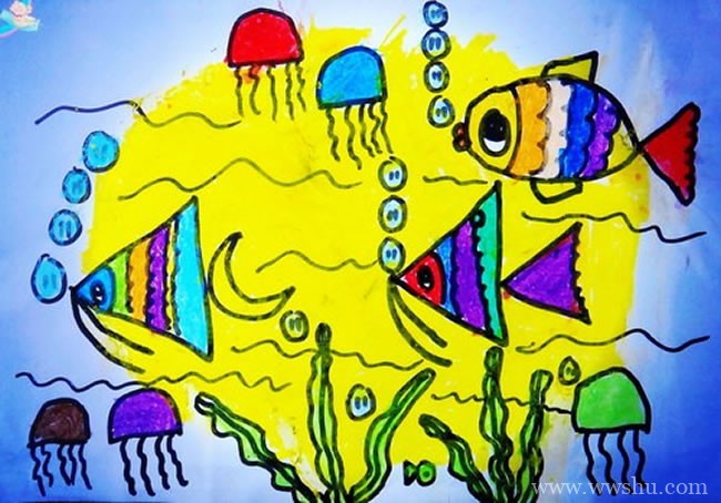 海底的鱼儿儿童画