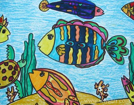 美丽的鱼儿卡通海底世界儿童画图片