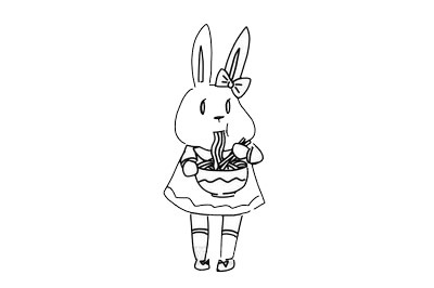 吃面的小兔子简笔画如何画简单又漂亮