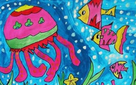 海底世界简笔画图片带颜色-海底世界简笔画