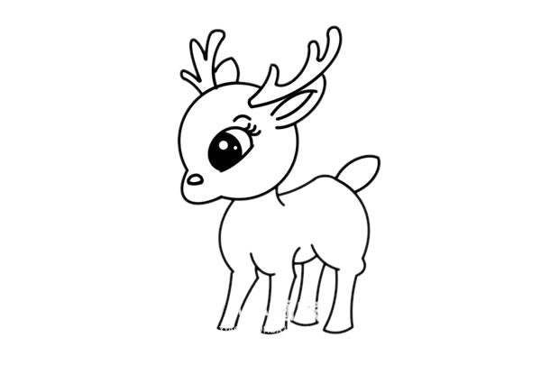 卡通小鹿简笔画彩色 漂亮的小鹿简笔画画法步骤教程