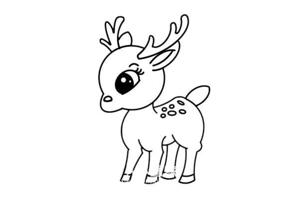 卡通小鹿简笔画彩色 漂亮的小鹿简笔画画法步骤教程