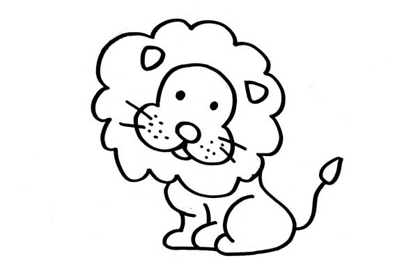 呆萌的狮子简笔画彩色画法步骤图片教程