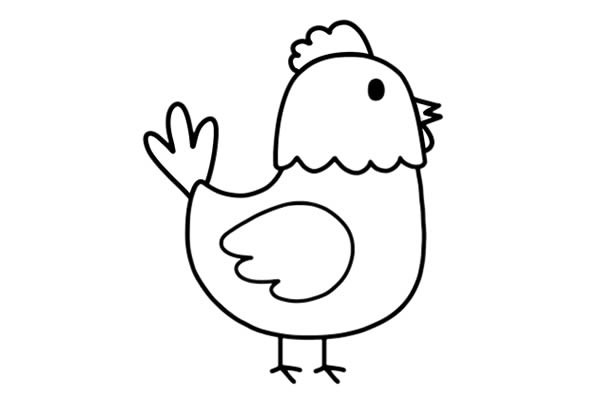 农场里的公鸡简笔画彩色画法步骤图解教程_公鸡简笔画