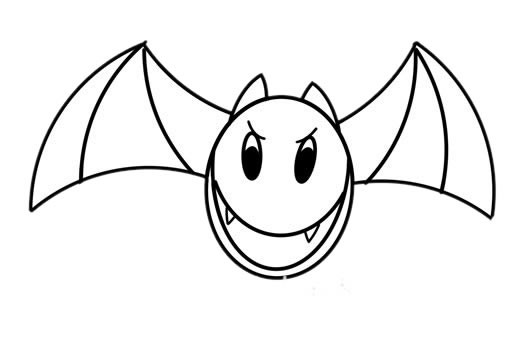卡通蝙蝠简笔画彩色画法步骤图片