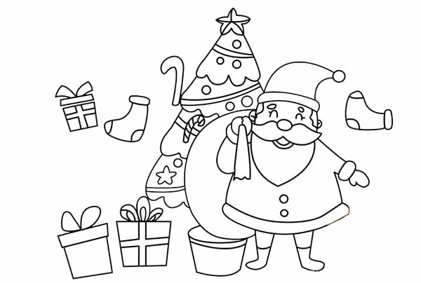 教你画圣诞老人简笔画步骤图解教程_圣诞节简笔画彩色画法