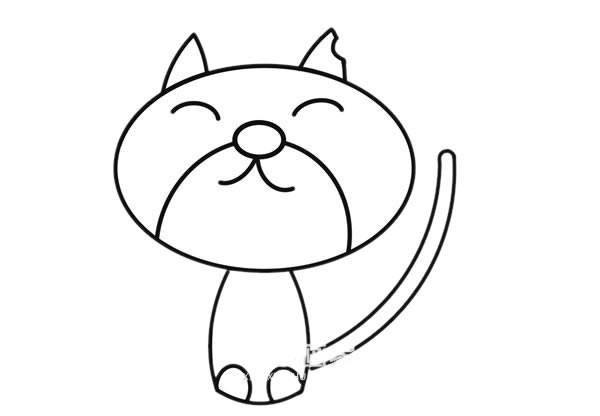 可爱猫咪卡通简笔画画法步骤图片