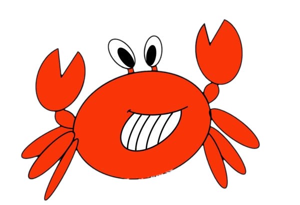 卡通螃蟹简笔画彩色_卡通螃蟹的画法简笔画图片