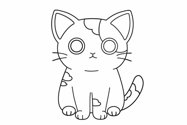 小花猫简笔画彩色_非常可爱的小花猫简笔画画法步骤图片