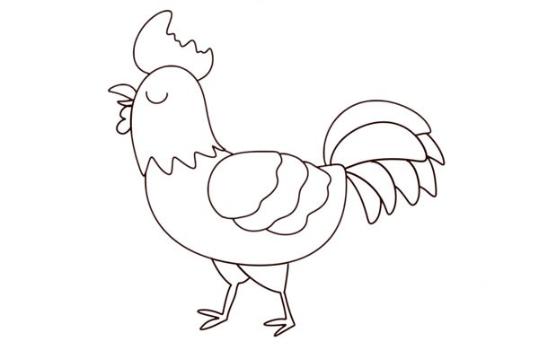 漂亮的大公鸡简笔画彩色画法图片