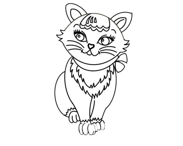 漂亮小猫咪简笔画彩色画法步骤图片教程