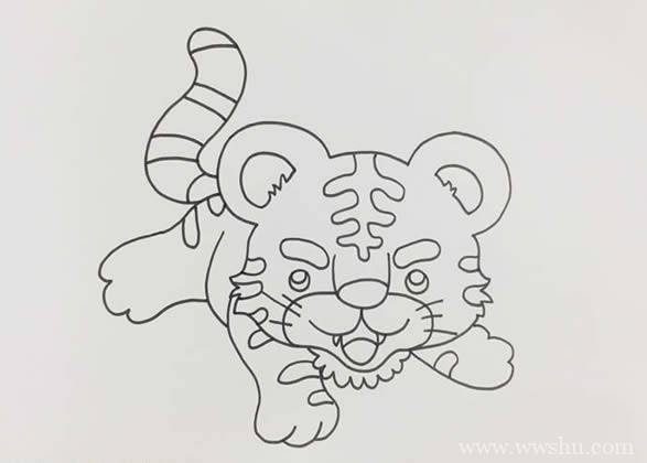 可爱的小老虎简笔画彩色画法步骤图片