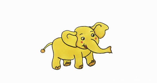 可爱大象简笔画彩色画法步骤图片_大象的简笔画法