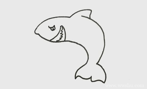 鲨鱼简笔画qq红包,巨齿鲨简笔画画法步骤图片