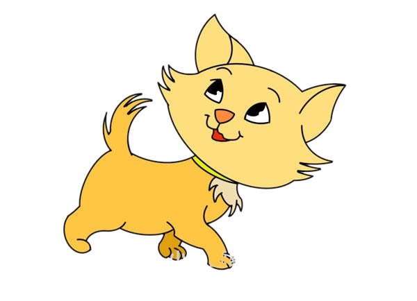 可爱黄色猫咪简笔画画法步骤图片