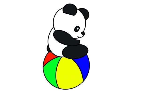 球上的小熊猫简笔画画法步骤图片