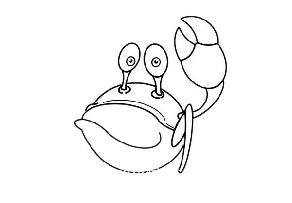 卡通螃蟹简笔画画法步骤教程