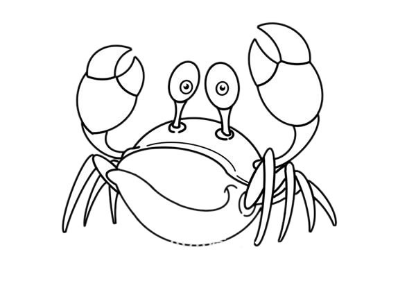 卡通螃蟹简笔画画法步骤教程