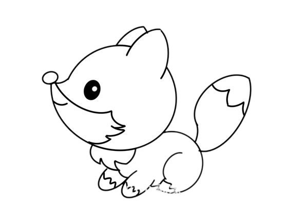 卡通小狐狸简笔画画法步骤图片教程