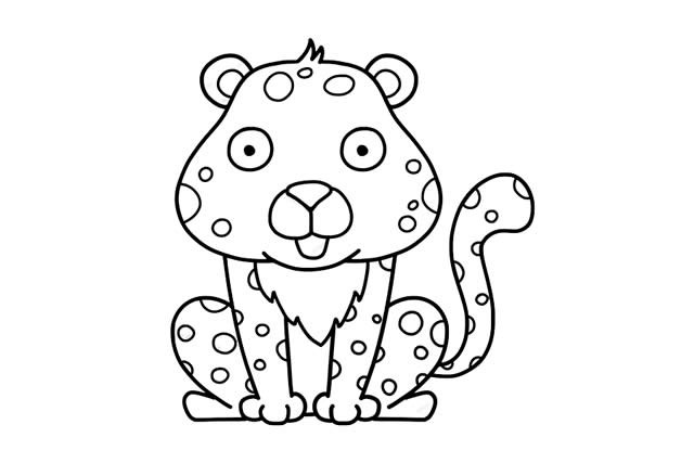 可爱的豹子简笔画画法步骤图片