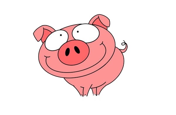 粉色卡通猪简笔画