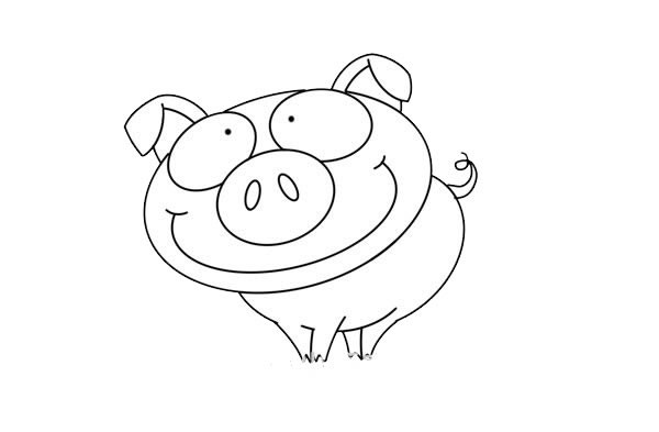 粉色卡通猪简笔画
