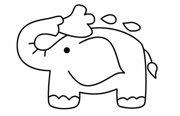 小象洗澡简笔画图片