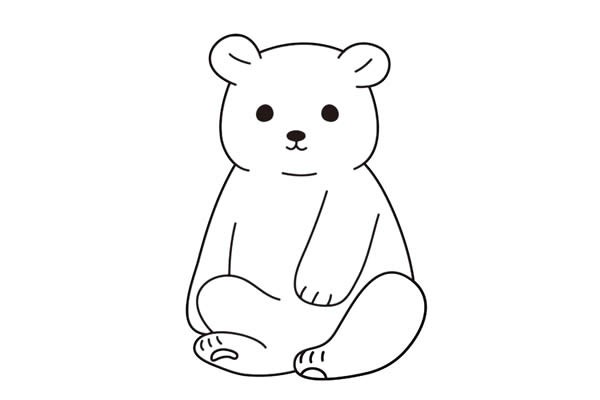 北极熊简笔画_可爱卡通北极熊简笔画画法步骤图片
