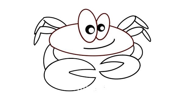 卡通螃蟹简笔画画法步骤图片教程