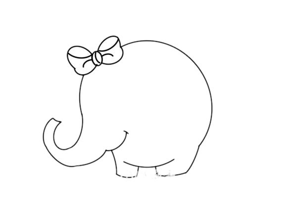 卡通大象简笔画图片 彩色画法 步骤图解教程