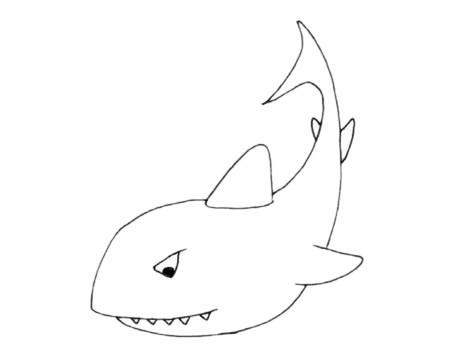 卡通鲨鱼简笔画步骤图解教程