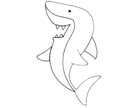 卡通鲨鱼简笔画步骤图解教程