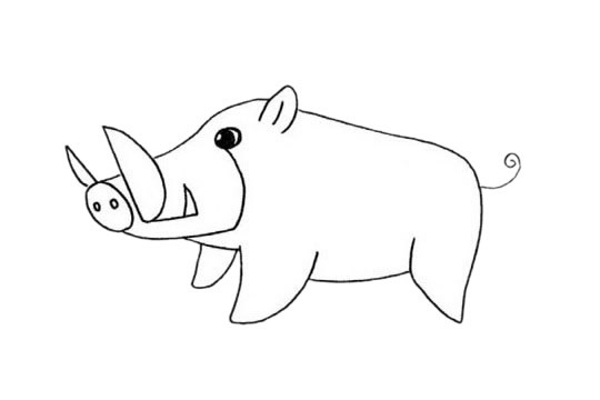 野猪如何画最简单 卡通野猪简笔画步骤图解教程