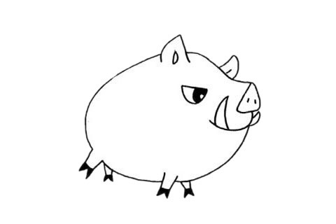 野猪如何画最简单 卡通野猪简笔画步骤图解教程