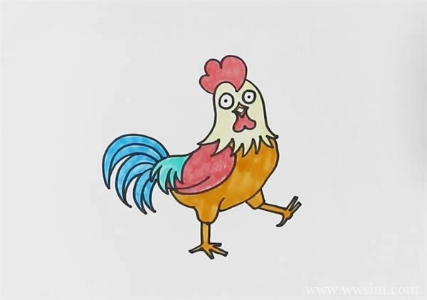 公鸡如何画简单又漂亮带颜色_公鸡简笔画