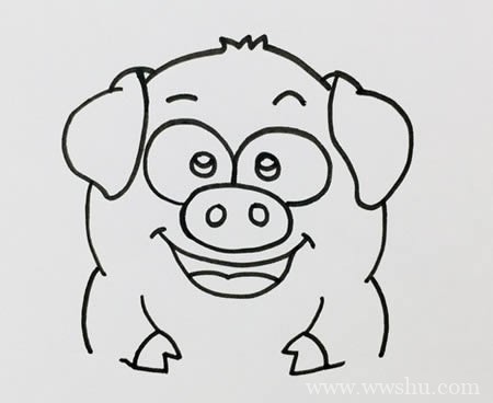 小猪如何画简单又可爱步骤图-猪的简笔画