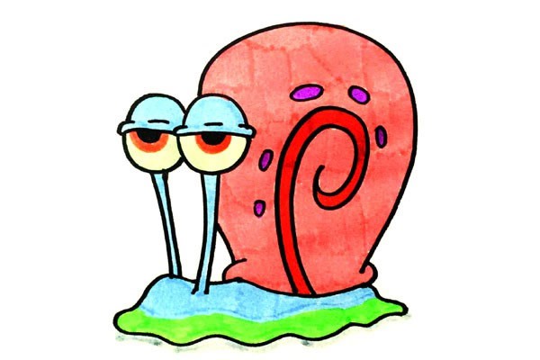卡通蜗牛简笔画 教你画一只卡通蜗牛简笔画步骤图解教程
