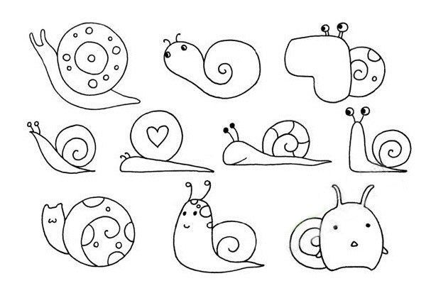 蜗牛简笔画 简单的画法步骤图