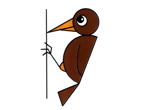 简单的啄木鸟简笔画画法步骤图解教程