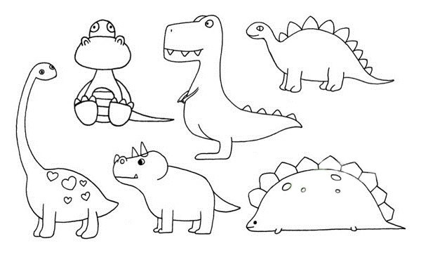一组恐龙简笔画步骤图解教程及图片大全