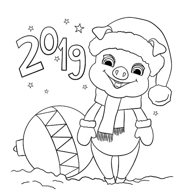 2019新年小猪简笔画图片素材