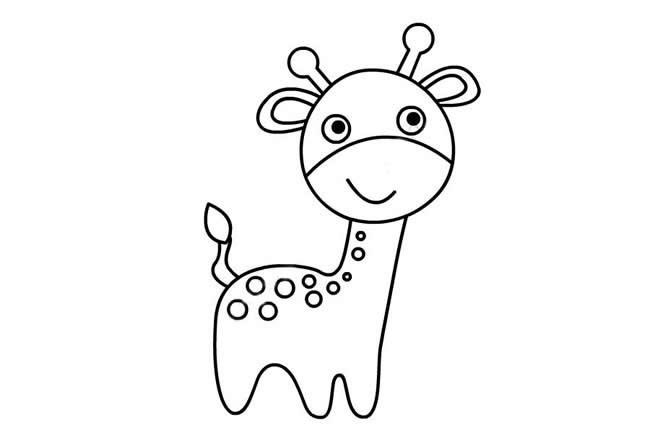 卡通长颈鹿简笔画步骤图解 简单的画法图文教程