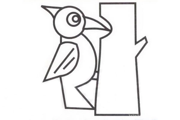 在啄树的啄木鸟如何画 啄木鸟简笔画步骤图解教程
