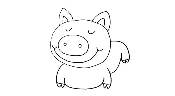 开心小猪简笔画 开心小猪的画法步骤图解教程