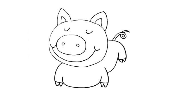 开心小猪简笔画 开心小猪的画法步骤图解教程