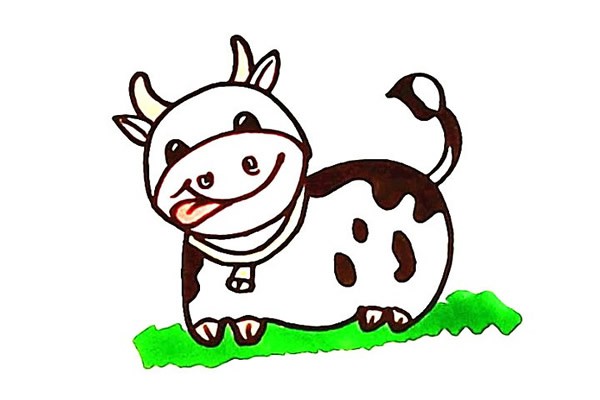 一步步教你画可爱的奶牛简笔画画法步骤图解教程